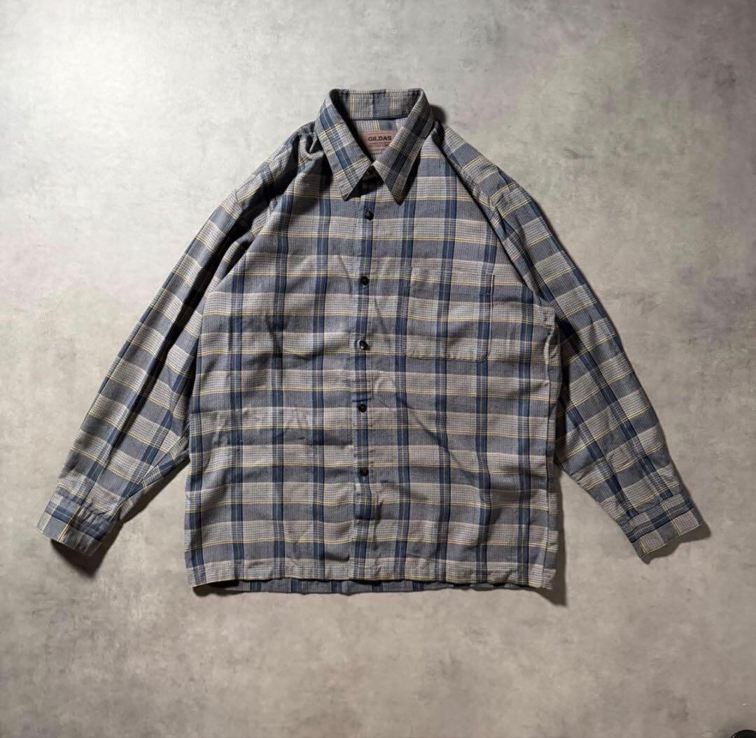 ヴィンテージ GILDAS オンブレ風 チェック 長袖シャツ ネルシャツ 古着