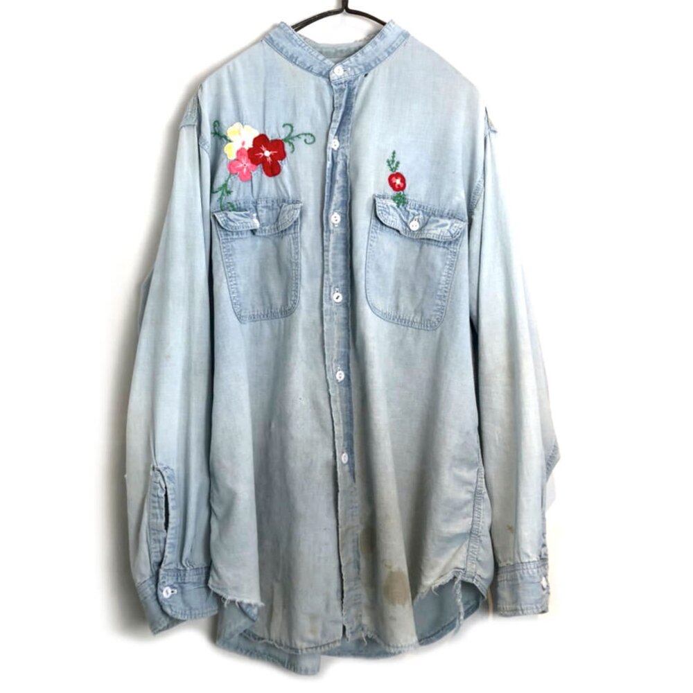Vintage Hand Embroidered Chambray Shirt 