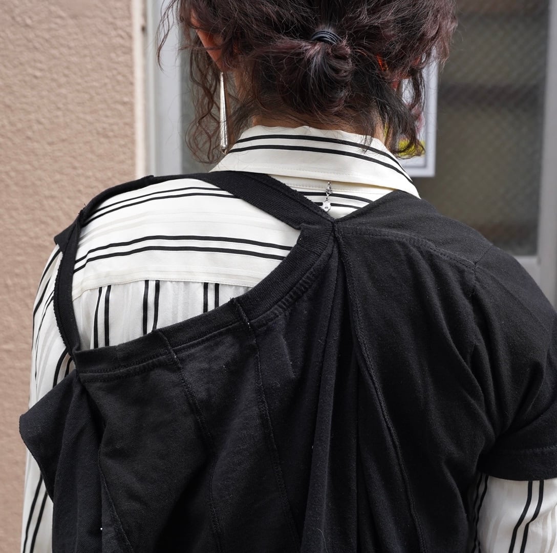 ナナナナサーカ 77circa カットソー 長袖 コットン F 黒 77circa(ナナナナサーカ)''circa make layered asymmetry sleeve top