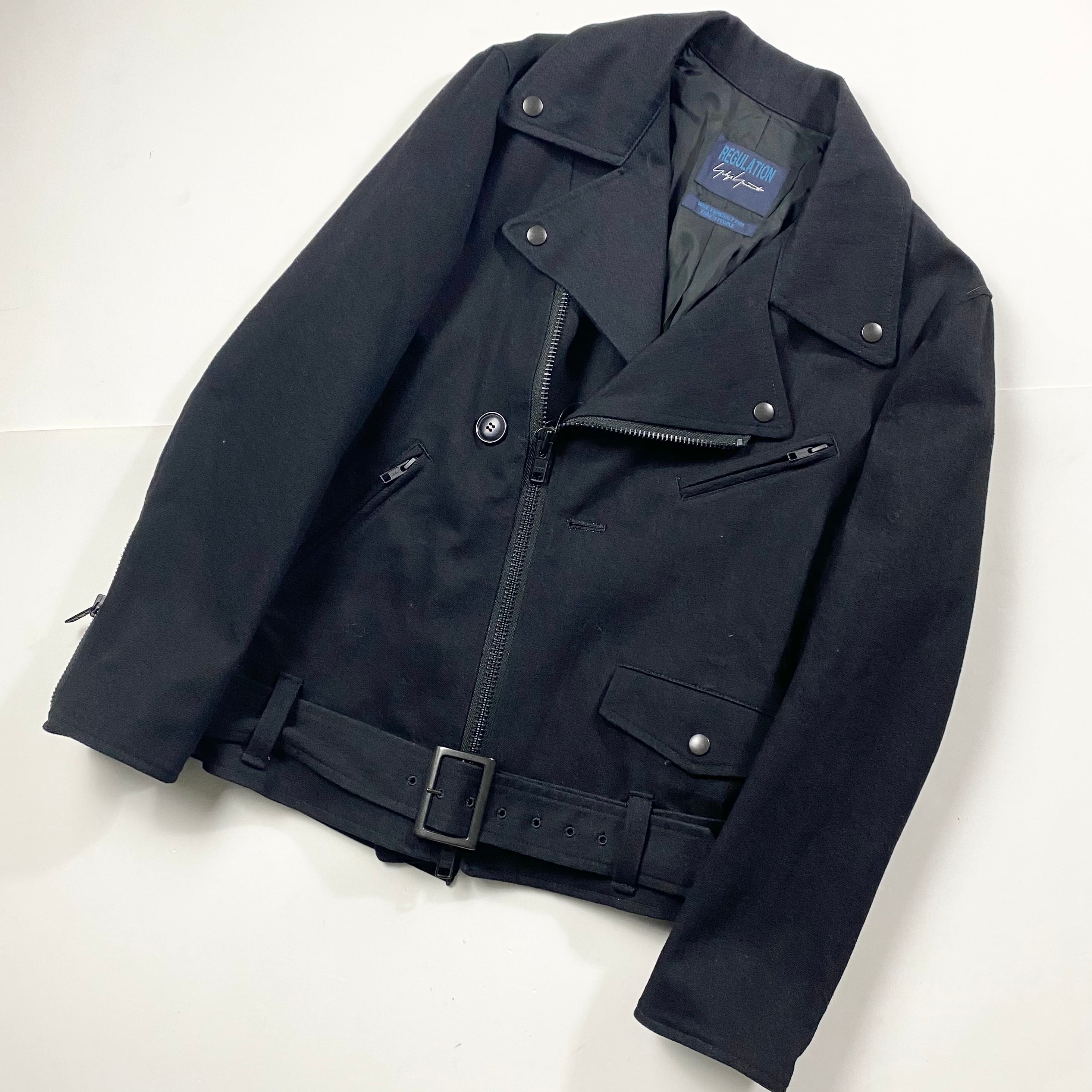 REGULATION YOHJI YAMAMOTO black cotton riders jacket | NOIR ONLINE