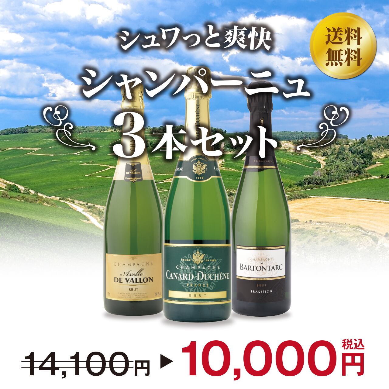 辛口爽快!シャンパン3本セット | Grand Marche Du Vin Online