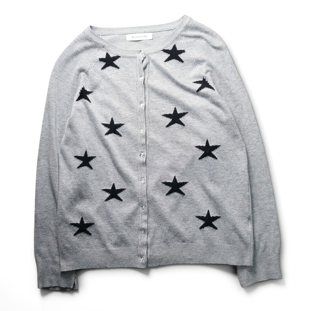 Vintage star crew neck knit cardigan "GRAY"