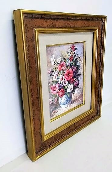 花」タテ 複製画 額縁外寸34.2x40.2x5.0㎝ 絵18.0x24.0㎝キャンバス