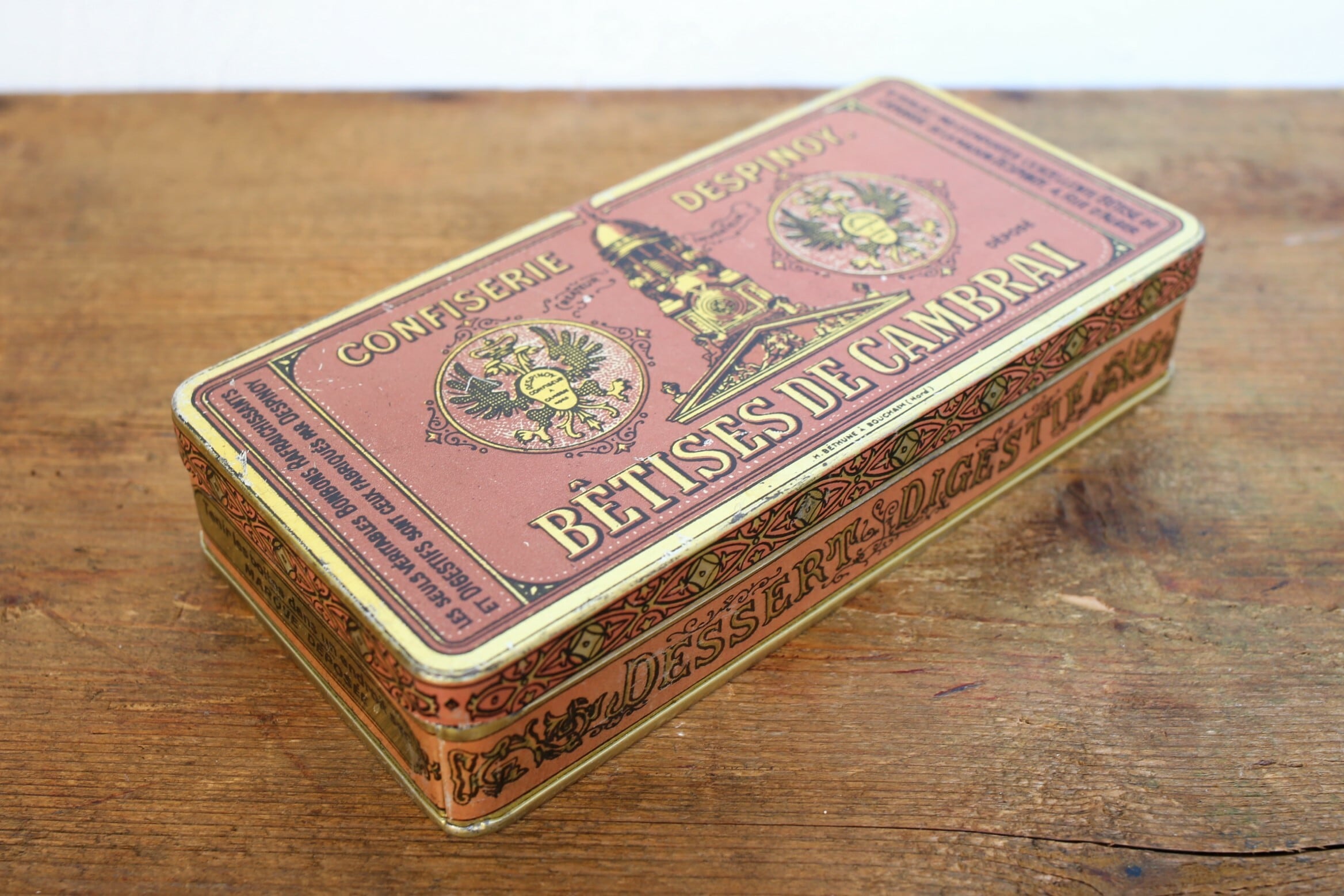 フランス アンティーク ヴィンテージ BÊTISES DE CAMBRAI キャンディー 缶 DISPINOY