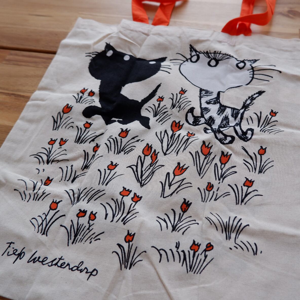 黒い縁取りのコットンバッグ (zon-74) | past things