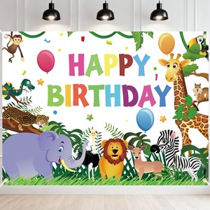 【在庫処分】Paready バースデー タペストリー 動物 誕生日 飾り付け 写真背景 Happy Birthday パーティー 壁掛け フォトポスター デコレーション お祝い 子供 男の子 135*100cm 森の動物