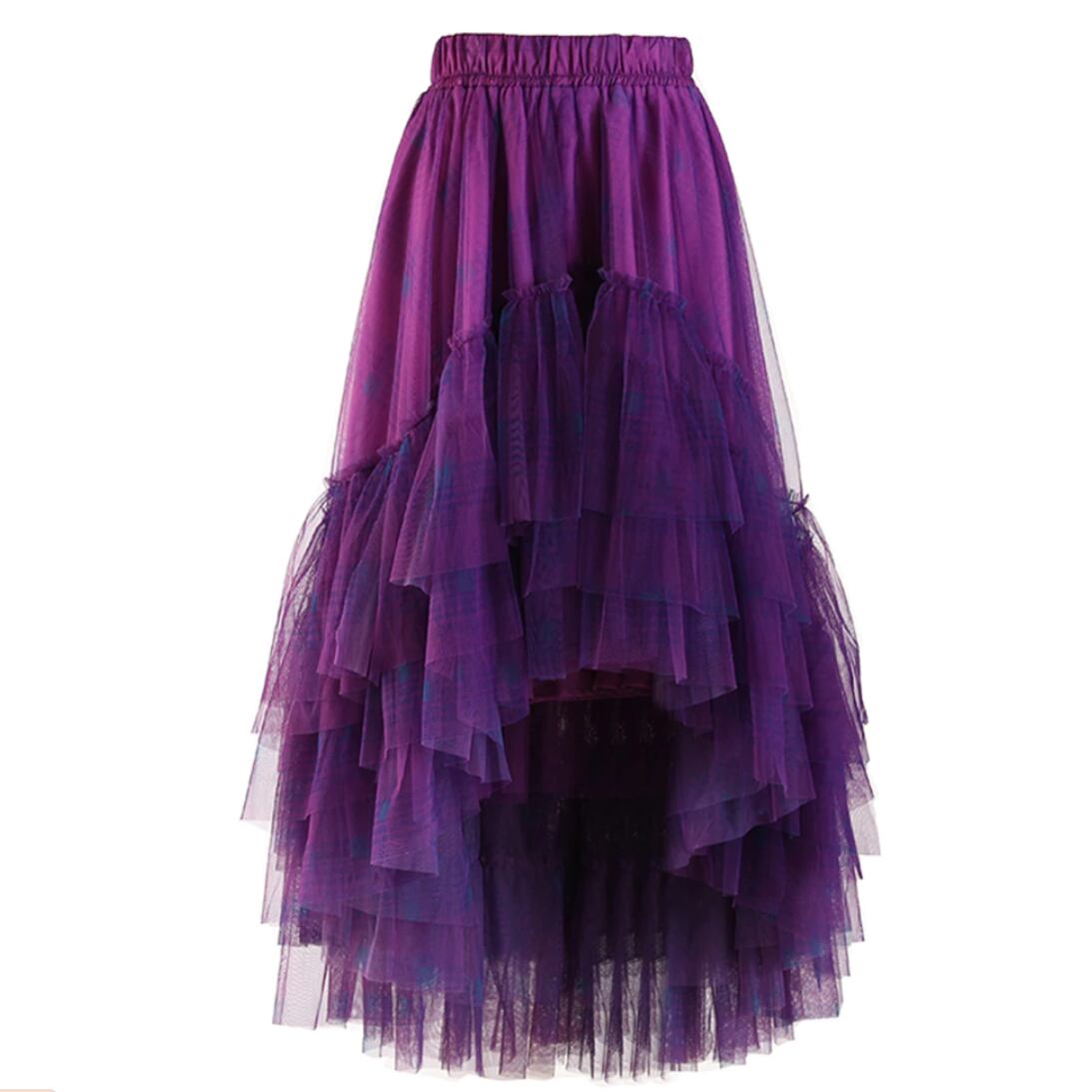 未使用美品】Asymmetric Plaid Tulle Skirt - ロングスカート