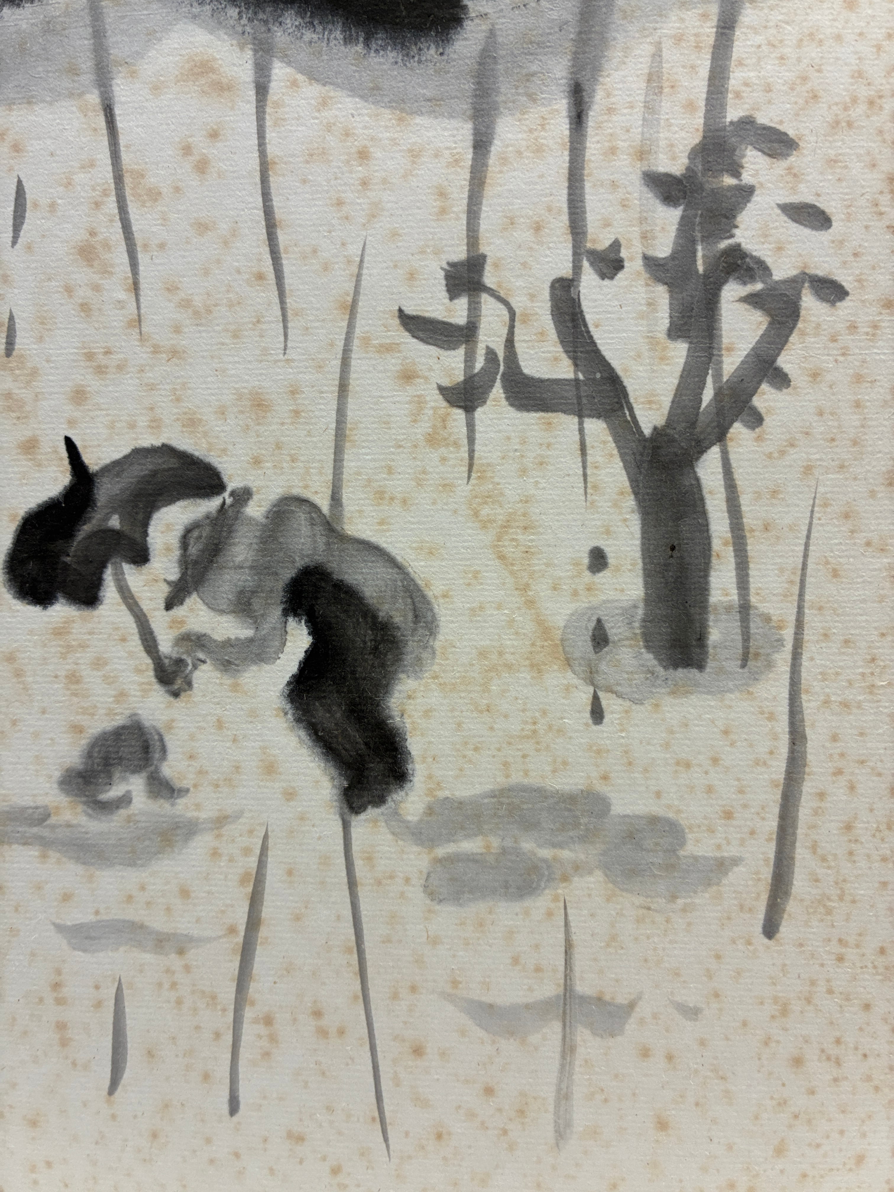 井上洋介 色紙 雨図 年代不明 | トムズボックス