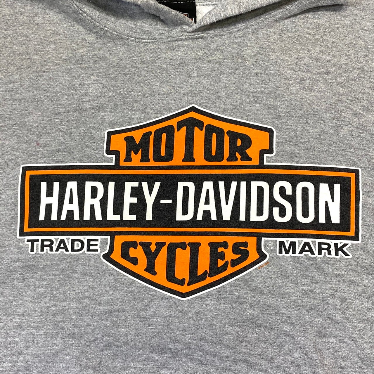 ハーレーダビッドソン ロゴプリント スウェットパーカー メンズXXL相当 古着 ビッグサイズ トレーナー Harley-Davidson 袖プリ  バイク モーターサイクル グレー【パーカー】 | cave 古着屋【公式】古着通販サイト