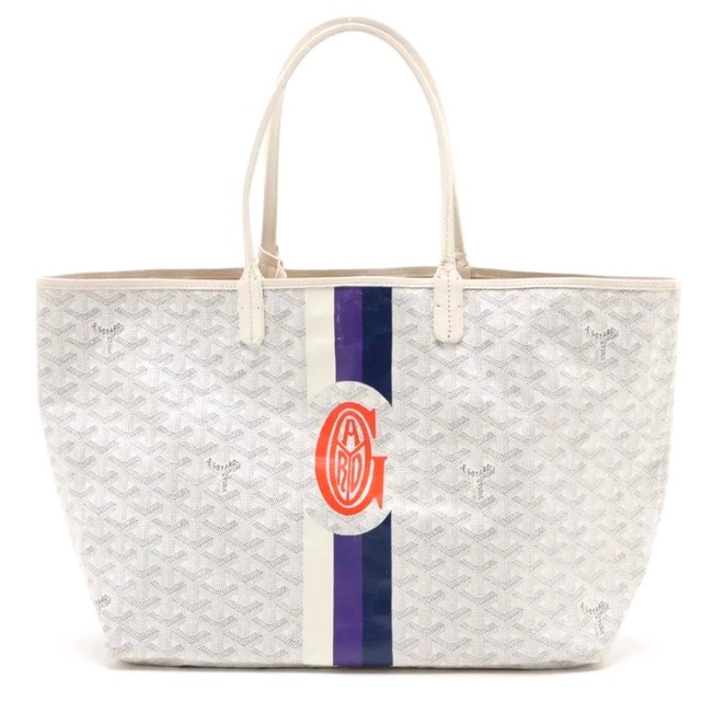 Rare◇GOYARD Saint Louis PM Tote Bag White PVC x Leather Marquage