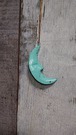 Ornament moon 月 木彫り アンティーク風 ペイント オーナメント green Made in Bali
