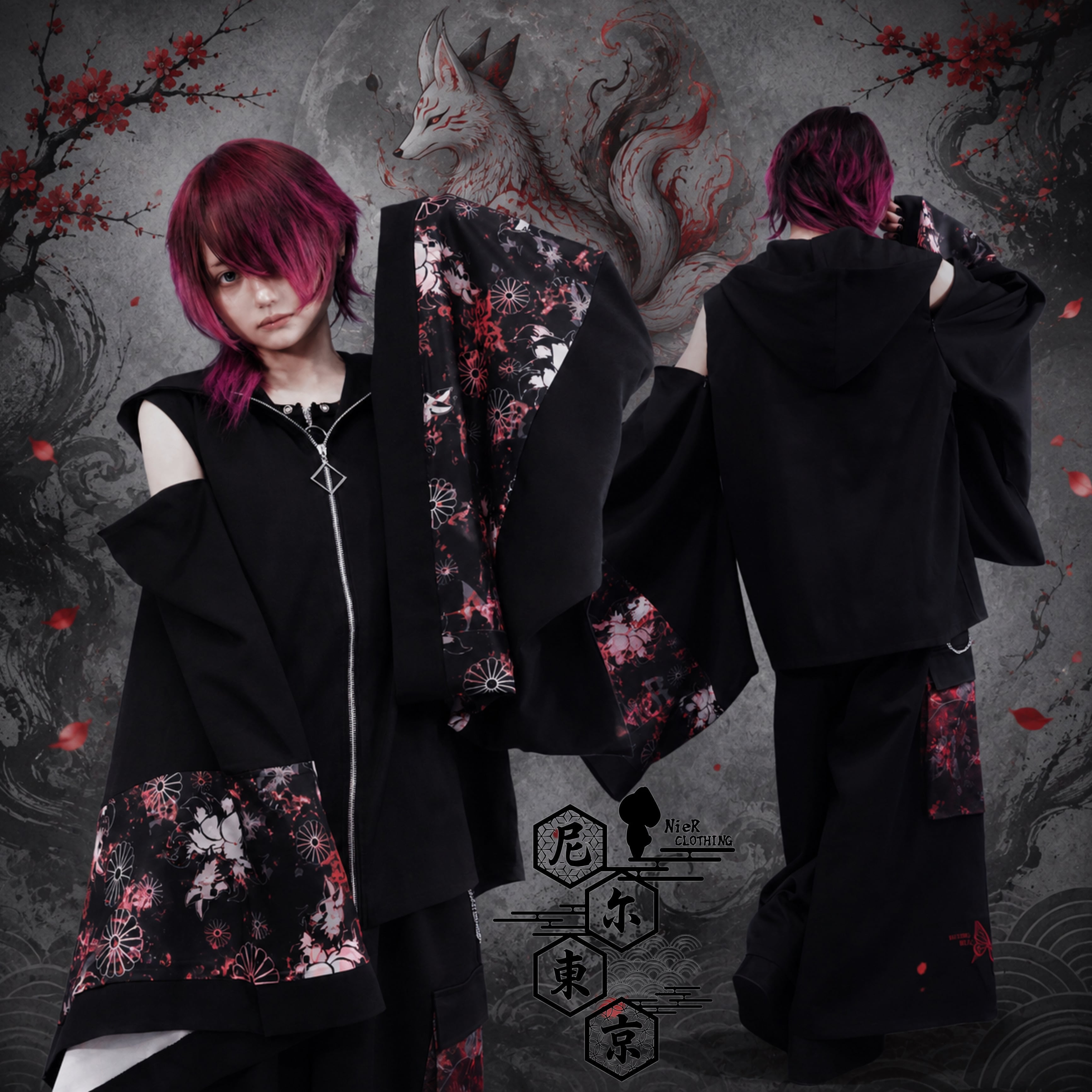 九尾の日限定限界大特価》-紅九尾- 和風着物袖3ZIP OUTER | NIER CLOTHING