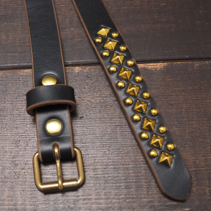 スタッズベルト032 20mm幅 ナローベルト ピラミッドスタッズ クロム