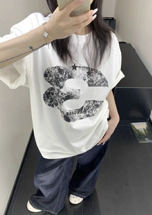 OISIS026 リラックスナンバープリントTシャツ