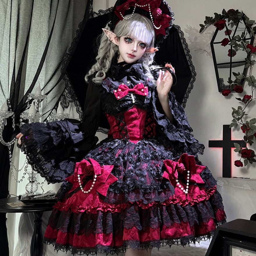 地雷系 ゴシック ジャンパースカート レースアップ フリル イベント衣装 コンカフェ