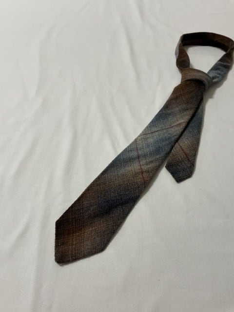 1970~80's Check Pattern Design Wool Tie