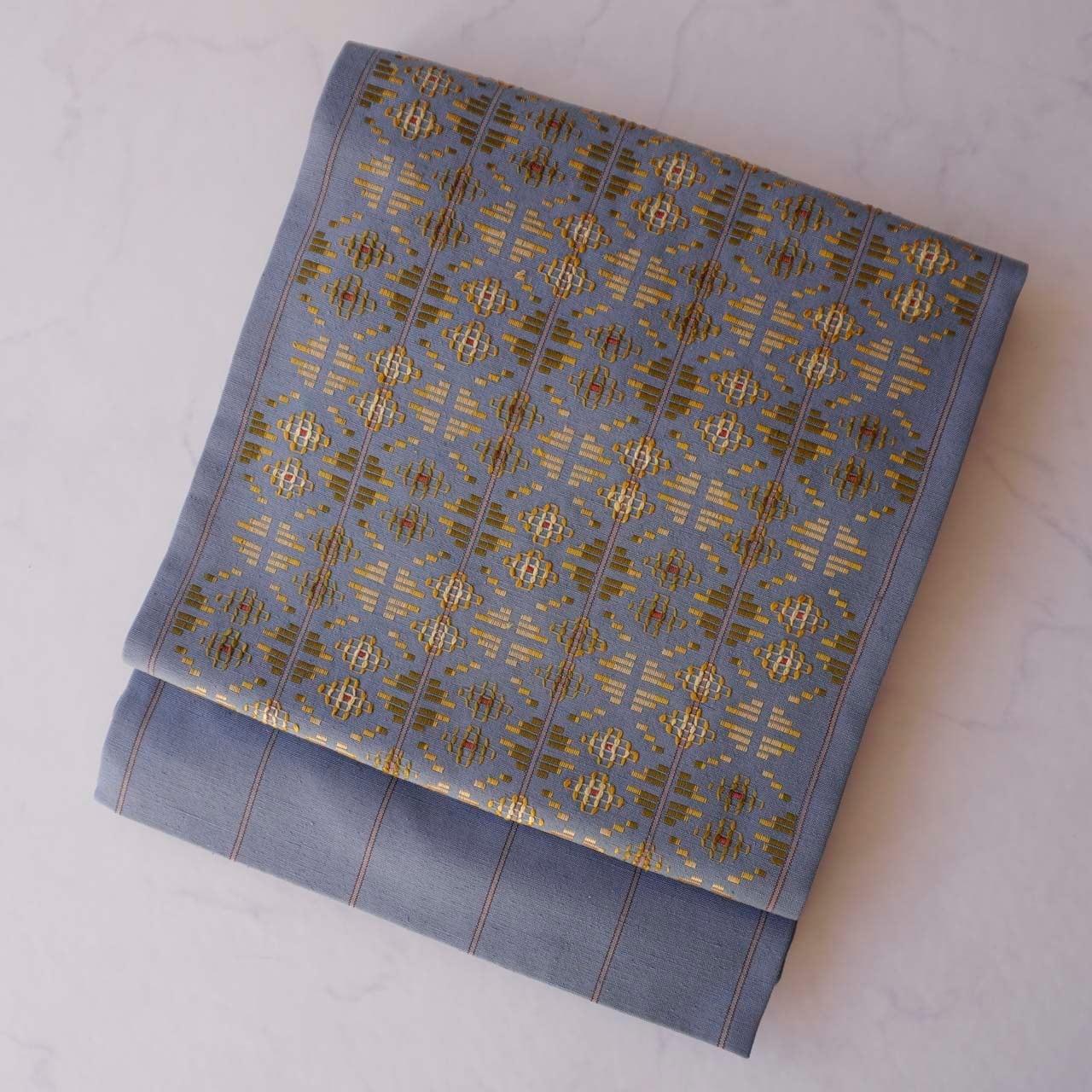 【なごや帯】薄花色地 花織 なごや帯