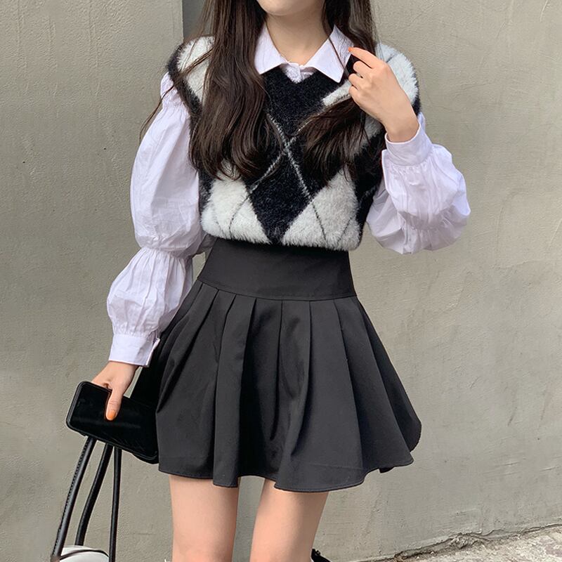 スタンダードVネックニットレディーススプリングオータムスタイル レトロ 春物 秋物 スーパーモール51175089425