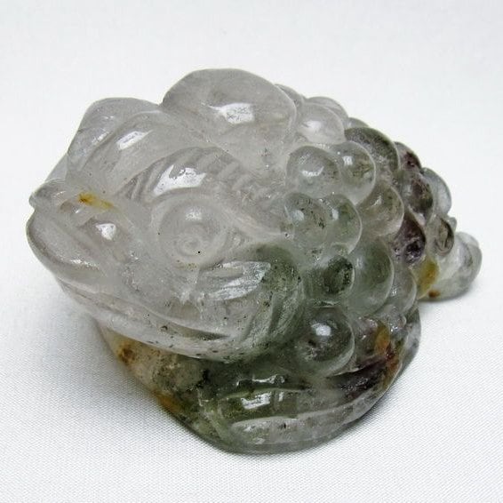 水晶 手彫り-卓上置物-キンセン-金蟾 ガーデンクォーツ 一点物 154-103