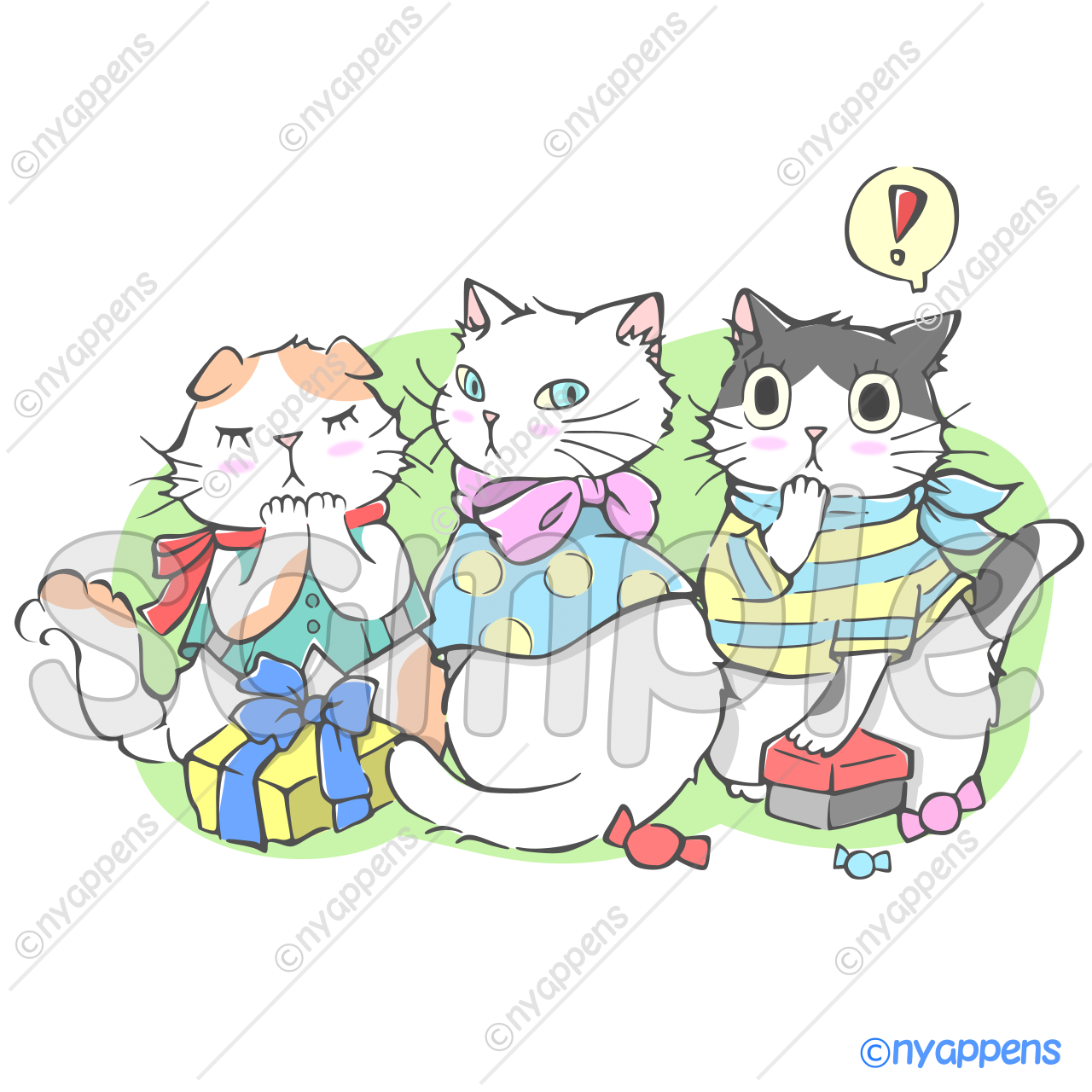 【商用利用OK】手書き猫イラスト<L8>記念撮影!