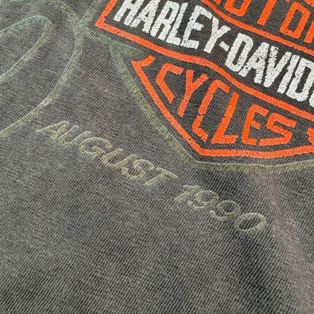 Harley Davidson 90s USA TEE faded black ハーレTシャツ 墨黒 ブラック XL 古着 - 15