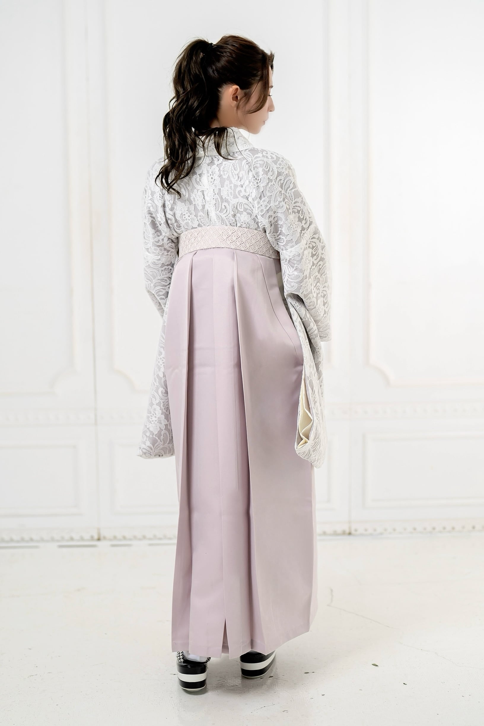 卒業袴2尺袖レース着物ピンク Kimono Sienne 卒業式袴 3点セット レース二尺袖 袴 卒業式白