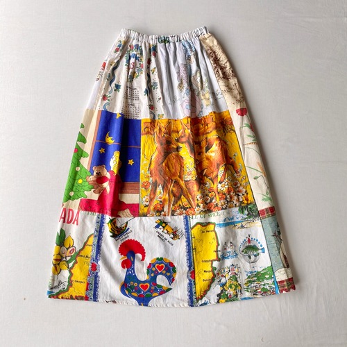 Vintage fabric patchwork remake skirt Vivid