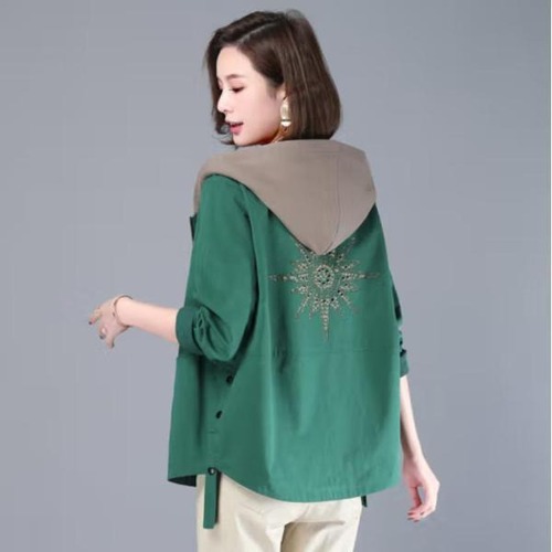 レディース アウター トップス ショートコート 新作 春秋 韓国風 ゆったり ウインドブレーカー ジャケット フード付き おしゃれ M~3XL