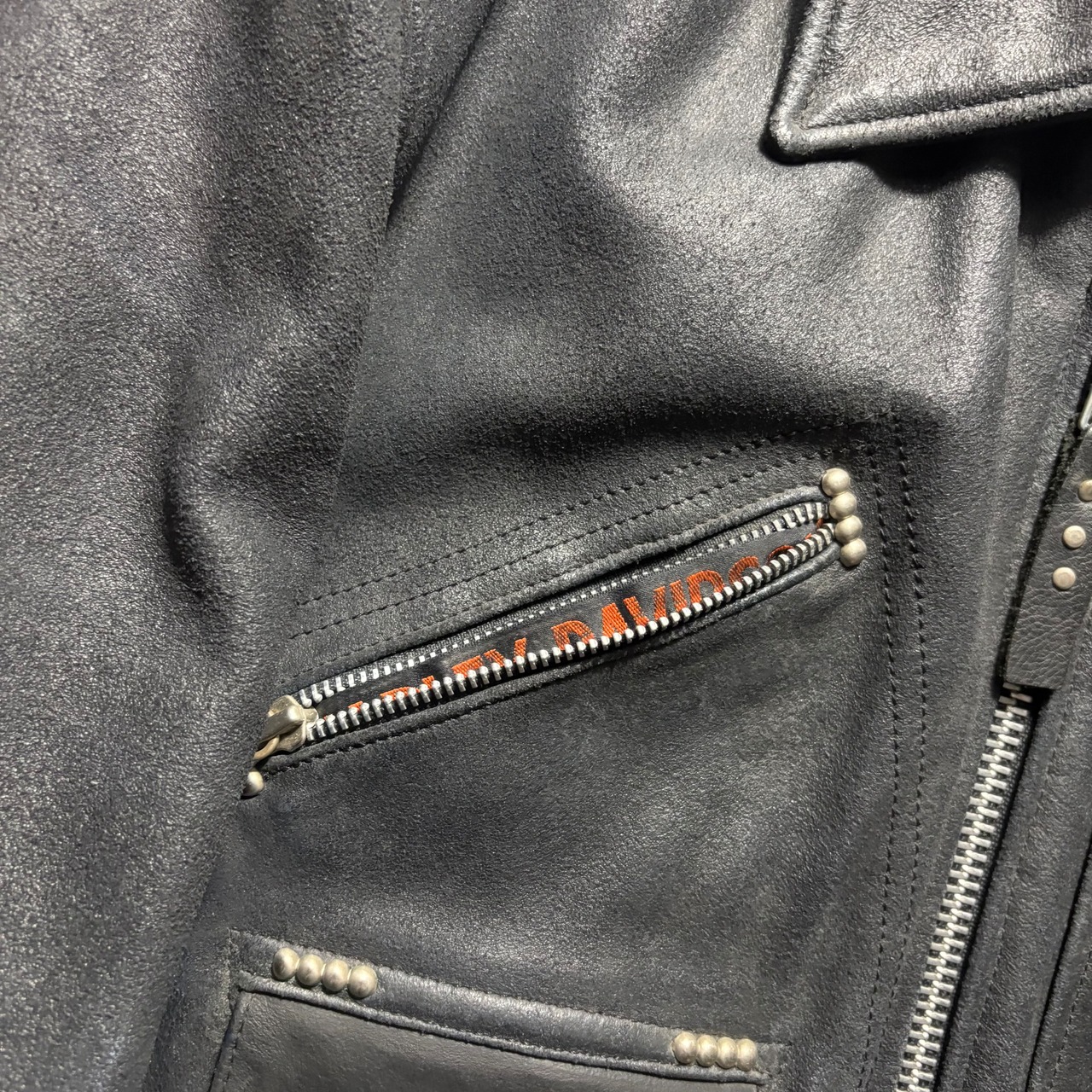 HARLEY-DAVIDSON black crack leather riders jacket