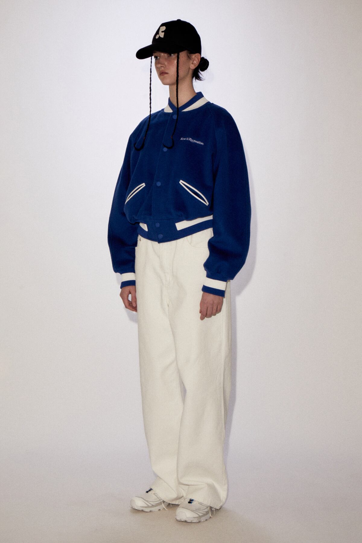 rest & recreation] RR BOUCLE EMBROIDERY VARSITY JACKET