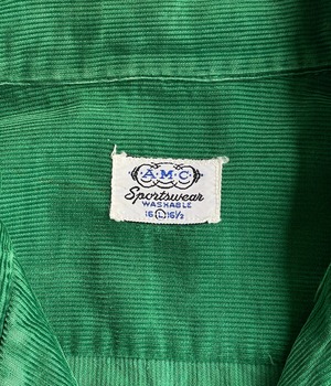 Vintage 50-60s Corduroy loop collar shirt -AMC-