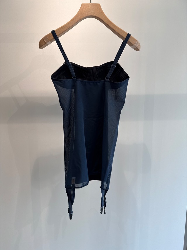 OVERNEATH/Garter Bodysuits070 スムース×ネット　BLACK