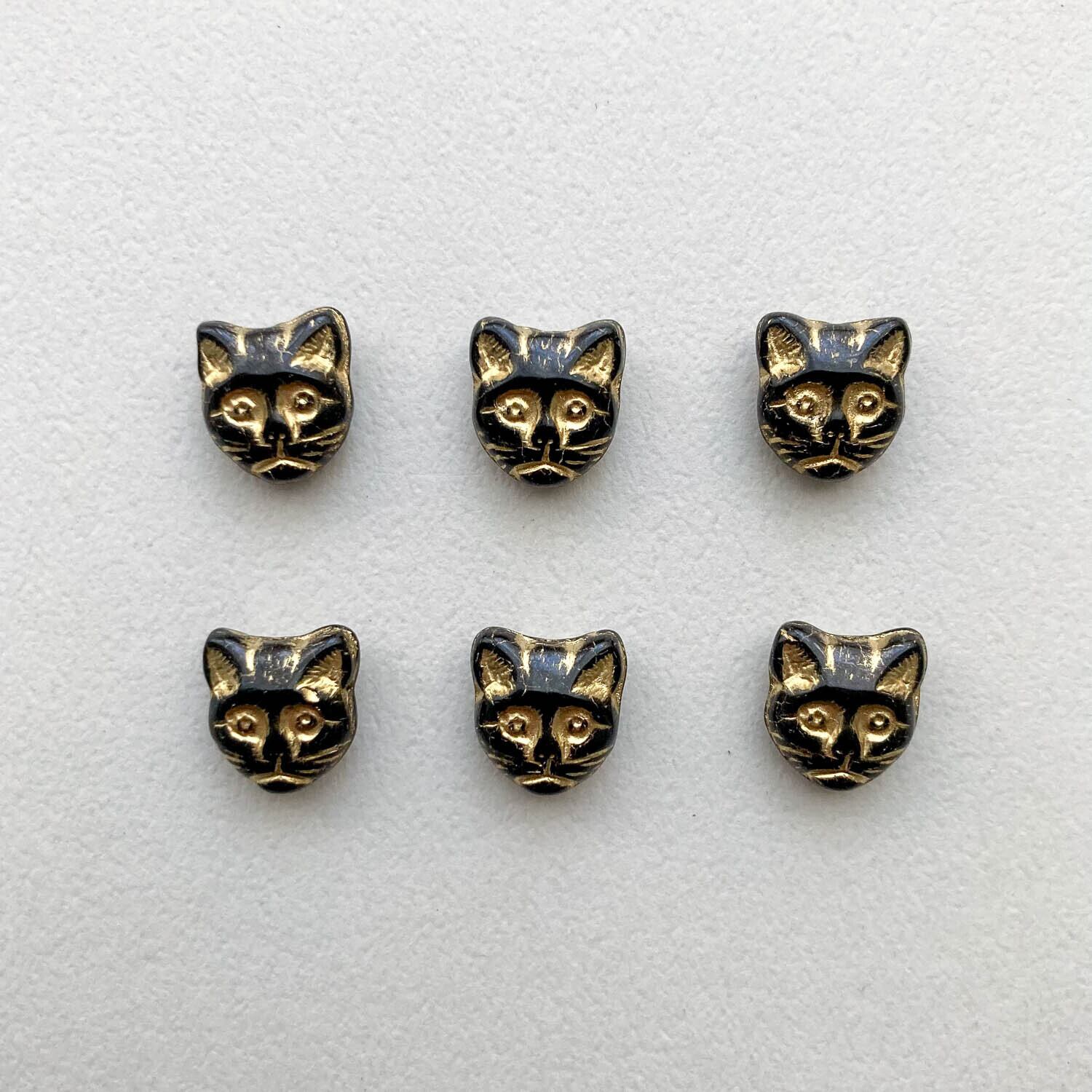 最終入荷〉猫顔チェコガラスビーズ（ゴールド） | Dua-アクセサリー