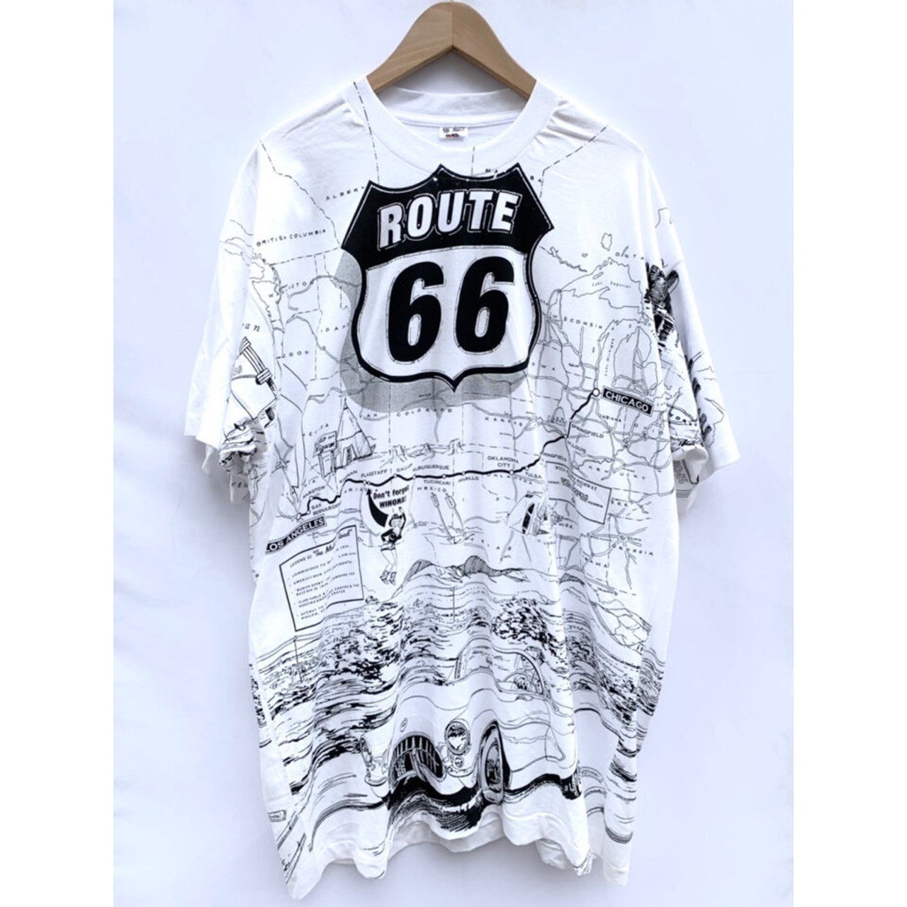 90s "DEAD STOCK" ROUTE66 Overall Pattern Tee MADE IN USA  Size XXL