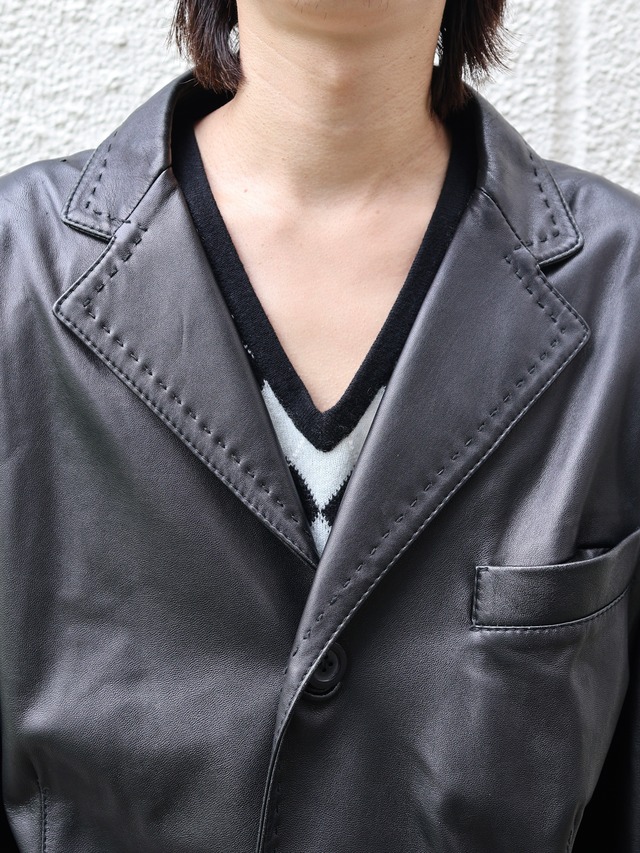 【gianfranco ferre】leather long tailored jacket
