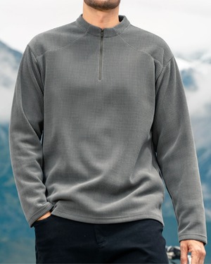 ワッフル ハーフジップスウェットシャツ 3色 E0131