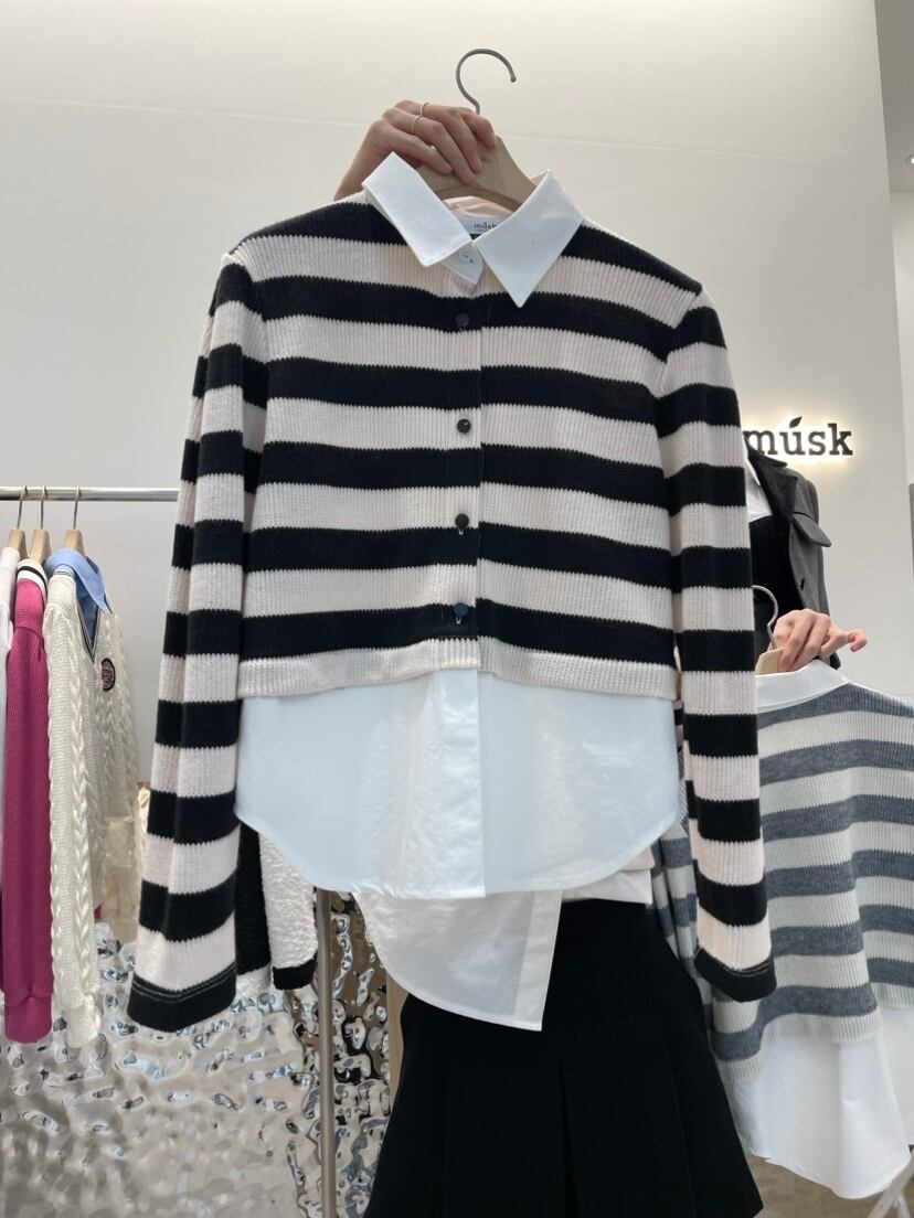 2color / シャツドッキングボーダートップス