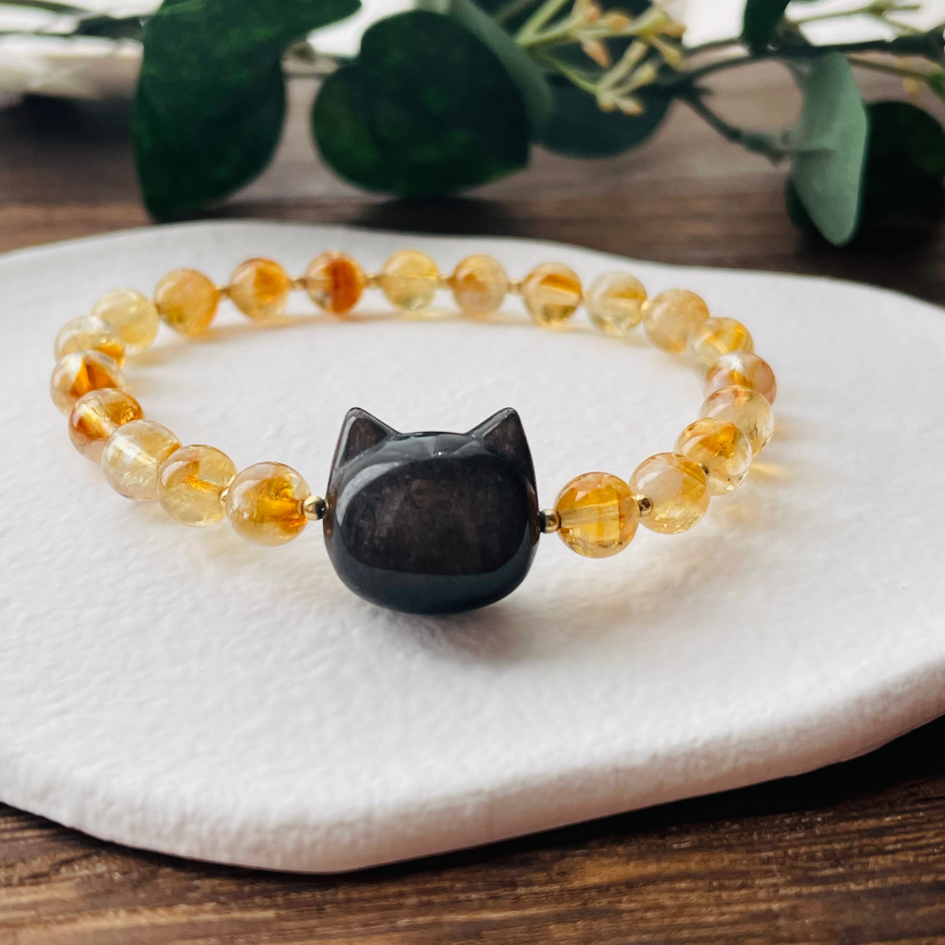 25-①②猫×パワーストーン|ブレスレット|財運・貯蓄運UP| ネコ ねこモチーフ 猫雑貨 猫グッズ アクセサリー 天然石 プレゼント ギフト レディース