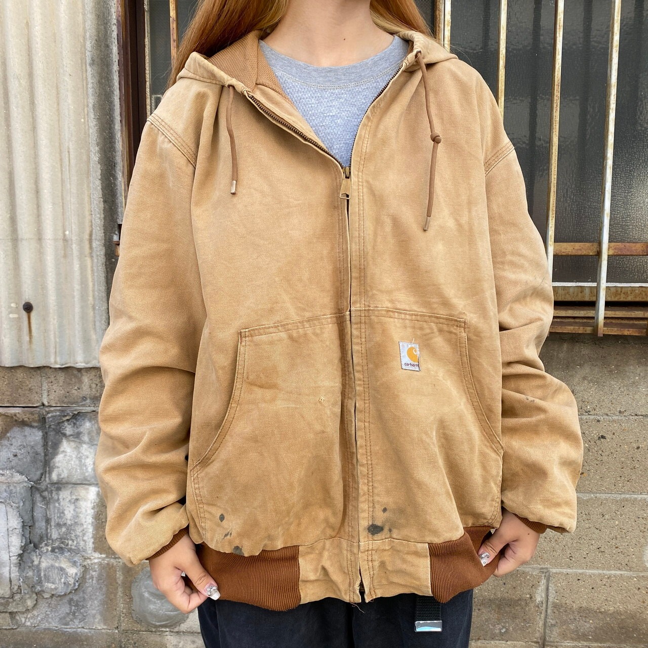 USA製 Carhartt カーハート アクティブジャケット ダック地 フルジップ 