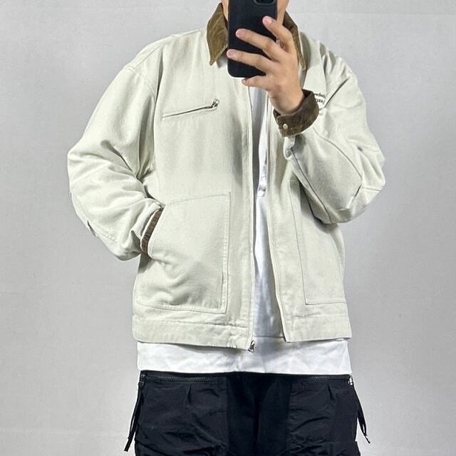 【予約販売】 ブルゾン 長袖 バイカラー 襟 アウター ショート丈 ウォッシュ加工 メンズ ピンクパープル パープルグレー アイボリー 無地 お洒落 こなれ感 韓国 ベーシック 秋 冬 M/L/XL/2XL