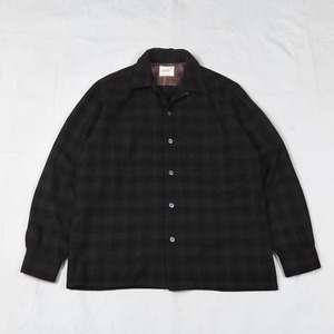 TOWNCRAFT Open collar plaid wool shirt M