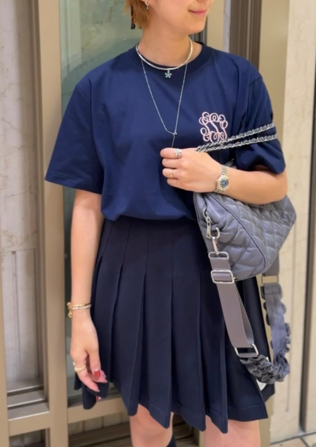 刺繍Tシャツ ネイビー | soleile