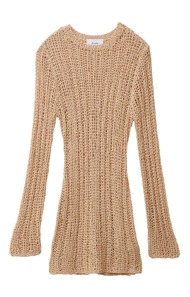 CLANE BACK SLIT CROCHET KNIT TOPS