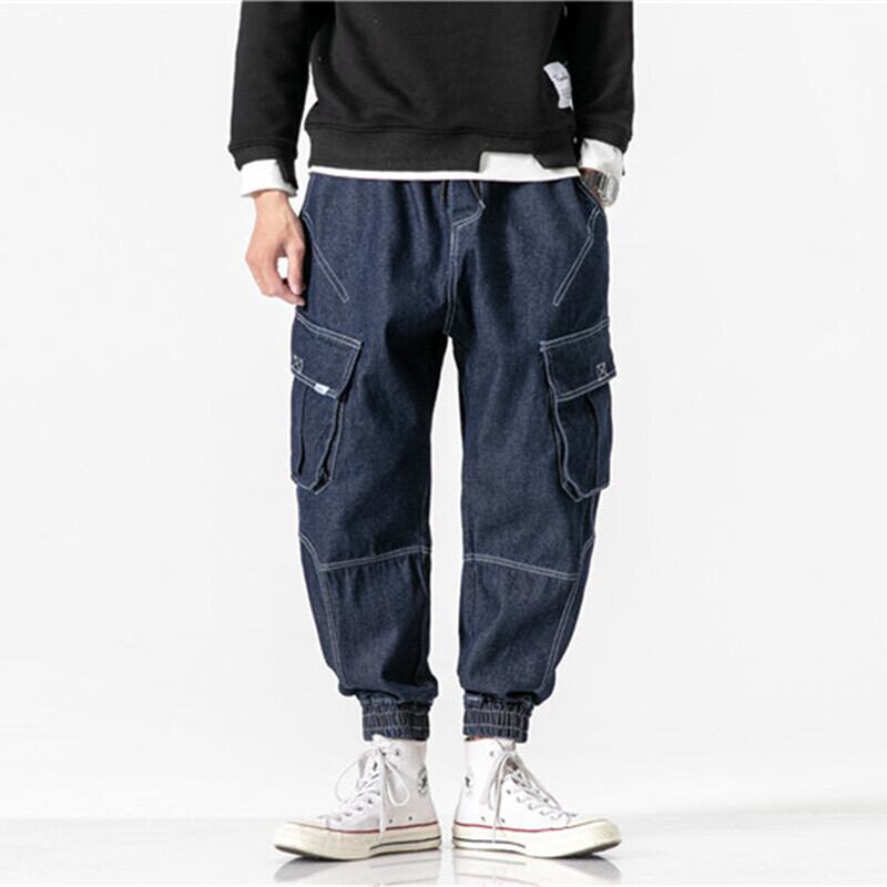 【新作】【送料無料】 Yidao、ヴィンテージ、春、新しいスタイル、eseトレンド、オールマッチコレクション、オープンステッチのマルチポケットジーンズ、ゆったりとしたパンツの男の子-アリババ スプリング 春物 ビンテージ ポケット多め hip6-161156341915312