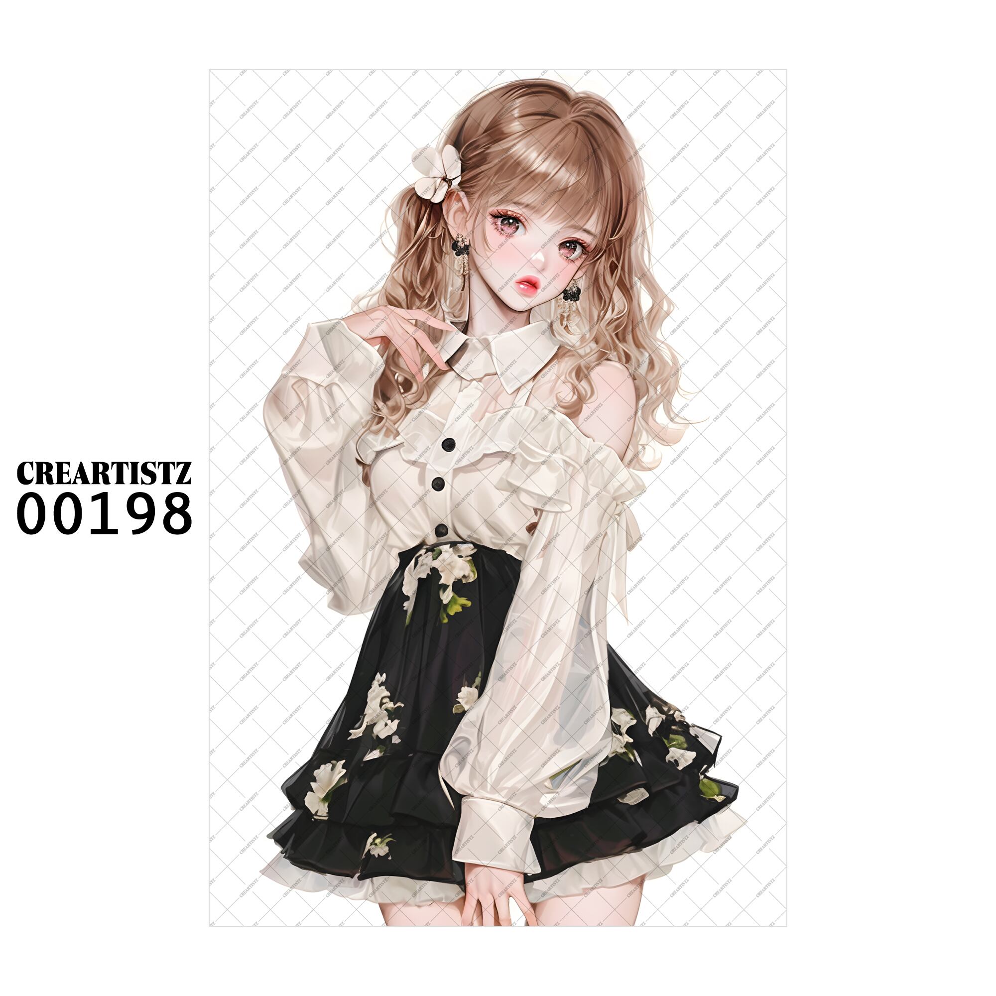 00198 ガール キュート オリジナル ペーパー/ステッカー 4枚セット CREARTISTZ