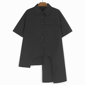 ASYMMETRIC HEM RELAXED SHORT SLEEVE SHIRT M-17324