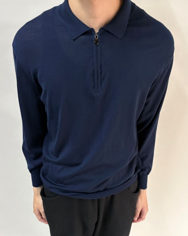 【Salvatore Ferragamo】half zip summer knit polo