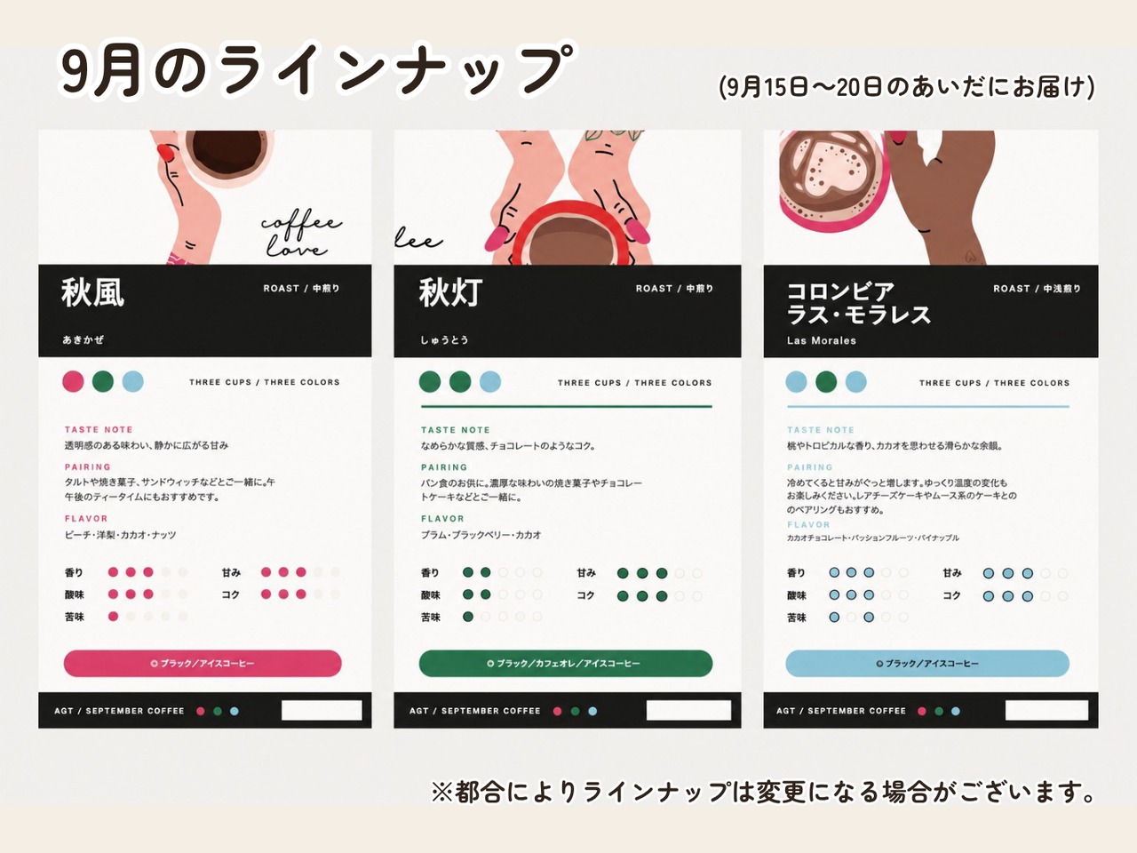 【毎月届くスペシャルティコーヒー】季節の三彩便