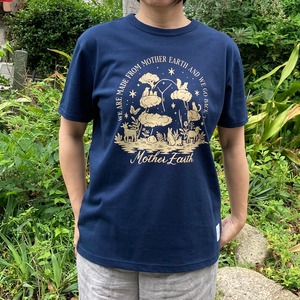 mother earth むすび×JAMMIN ベーシックTシャツ　ネイビー