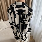 ジオメトリック柄ドレープシャツ　0153